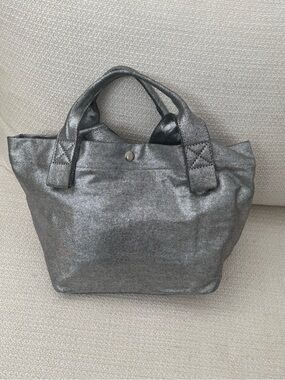 Zara Metallic Silver Crossbody Tote - Shimmer Finish